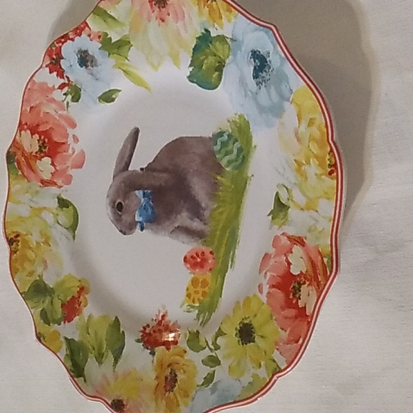 Secret Garden Spring Blooms Bunny 1 Salad Plates - Picture 1 of 7